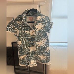 Show Me Your Mumu Denim Romper - Tropical Print